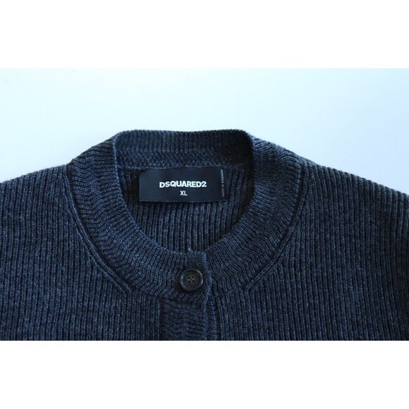 Dsquared2 Men Size XL Charcoal Gray Double Knit Crew Neck Cardigan Sweater Shirt - Picture 4 of 13